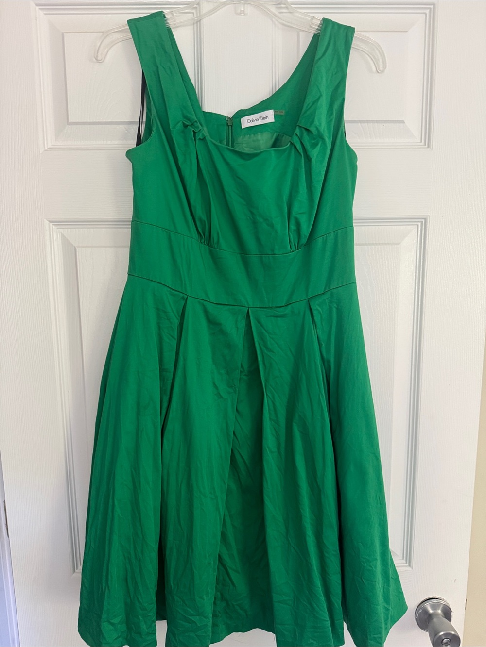 CALVIN KLEIN Emerald Green Sleeveless Fit & Flare Midi Dress
